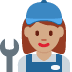 👩🏽‍🔧 woman mechanic: medium skin tone display on Twitter